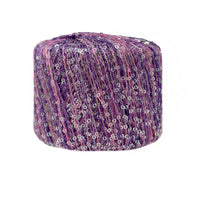 Purple sequined fabric on a white background