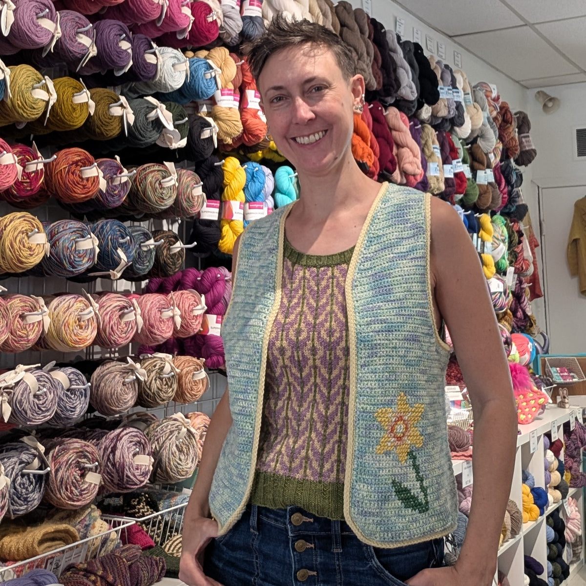 Cross Stitch on crochet | Cross Stitch Vest | 3 hour workshop