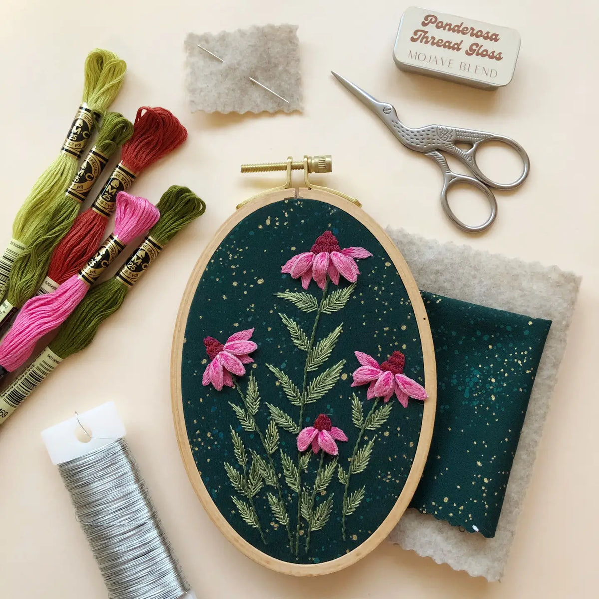 MCreativeJ | 3D Coneflowers Embroidery Kit
