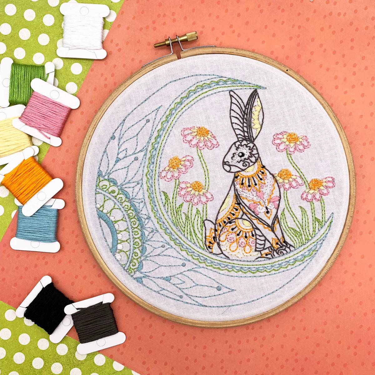 Cinnamon Stitching | Celestial Hare Embroidery kit